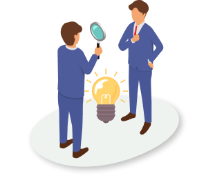 男性2人が向き合って相談しているイラスト